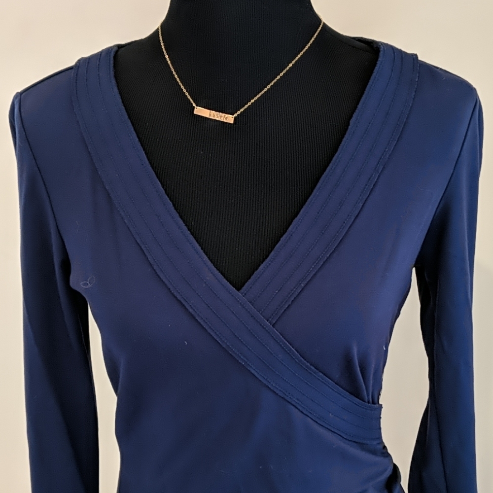 Navy faux wrap dress